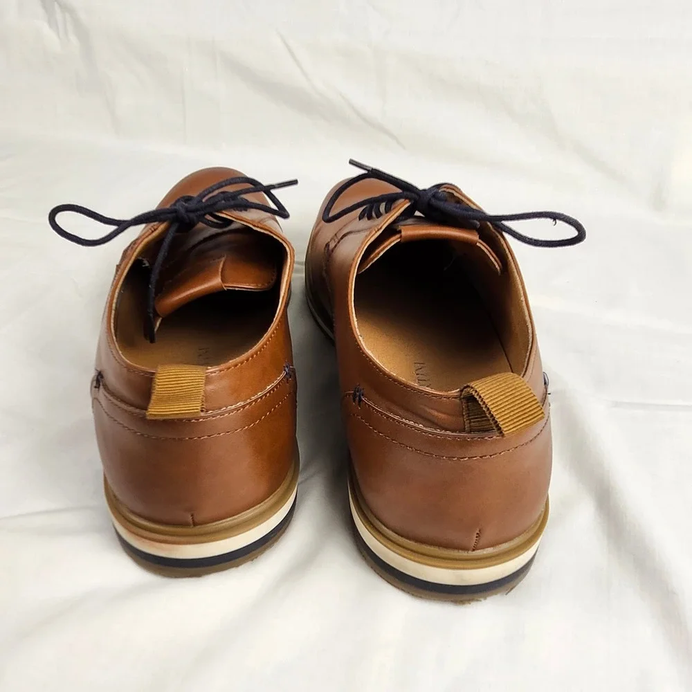 Franco Fortini Dallas Shoes Mens 11‎ Brown Faux Leather Casual Derby Oxfords